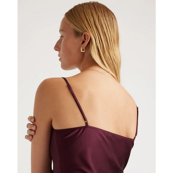 Quince 100% Washable Silk Slip Dress Size L NWOT Burgundy - Picture 4 of 5
